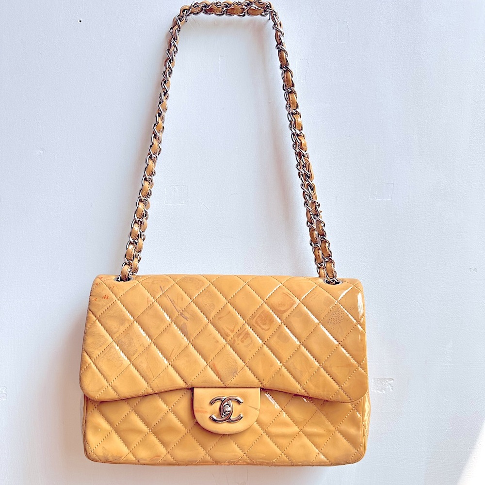 Chanel Patent Maxi Double Flap Handbag